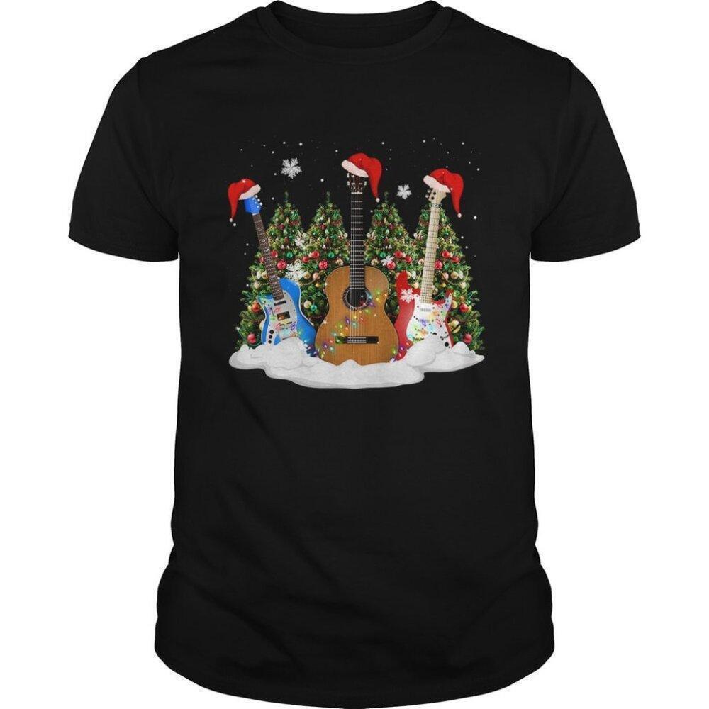 Christmas Guitar Holiday Music Parent Outfit Cozy Graphic Unisex T-Shirt